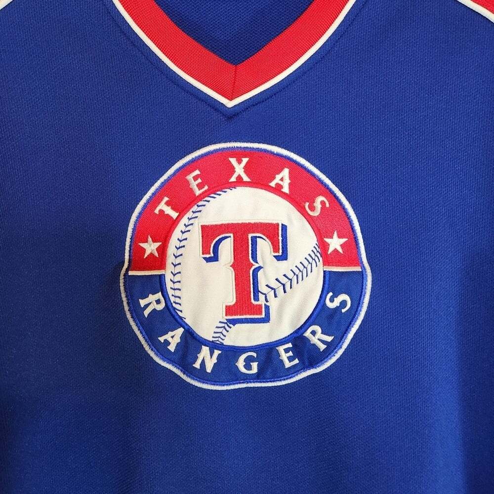 Texas Rangers True Fan XL Blue and Red Mens Jersey With Embroidered Front - Picture 6 of 9